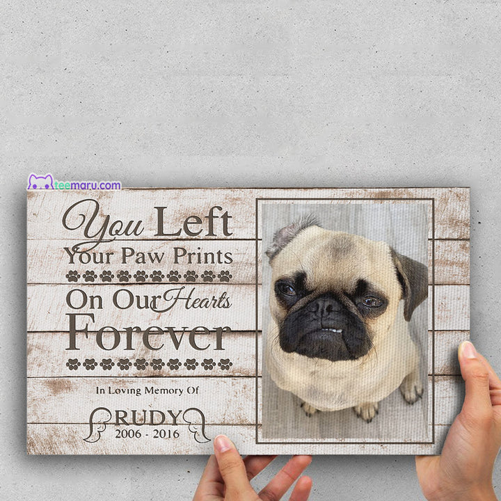 CAHA2436 You Left Your Prints On Our Hearts Forever Personalized Memorial Canvas