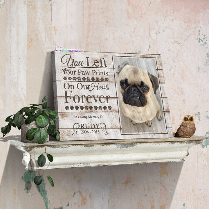 CAHA2436 You Left Your Prints On Our Hearts Forever Personalized Memorial Canvas