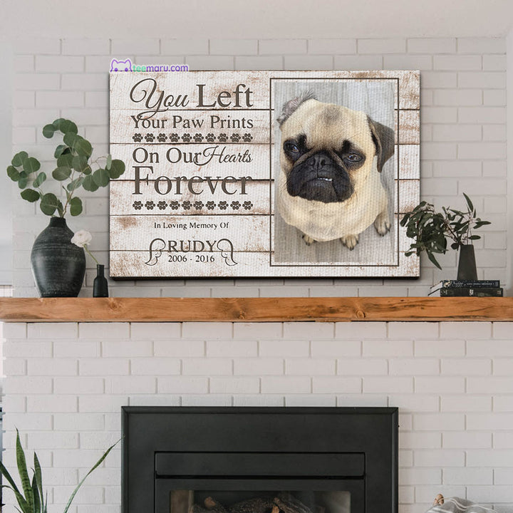 CAHA2436 You Left Your Prints On Our Hearts Forever Personalized Memorial Canvas