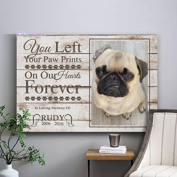 CAHA2436 You Left Your Prints On Our Hearts Forever Personalized Memorial Canvas