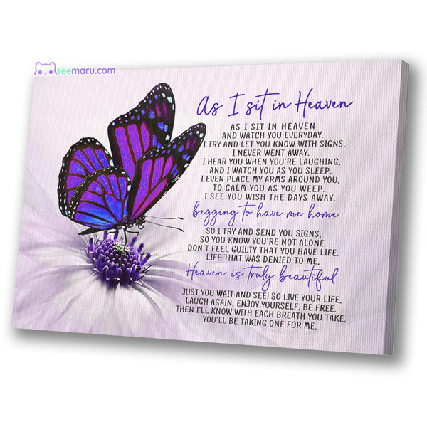 CAVA003 As I Sit In Heaven Purple Butterfly Memorial Canvas