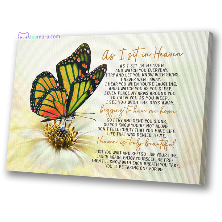 CAVA005 As I Sit In Heaven Yellow Butterfly Memorial Canvas