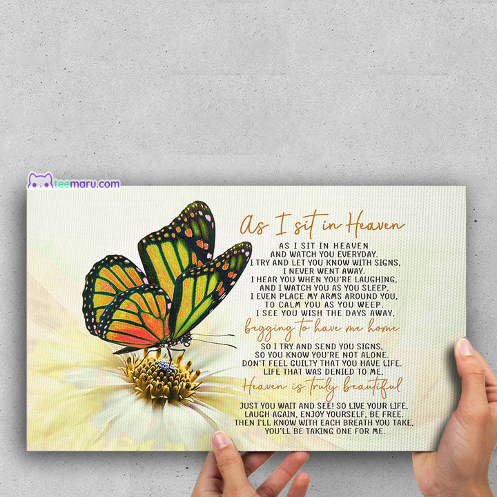 CAVA005 As I Sit In Heaven Yellow Butterfly Memorial Canvas