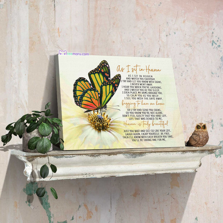 CAVA005 As I Sit In Heaven Yellow Butterfly Memorial Canvas