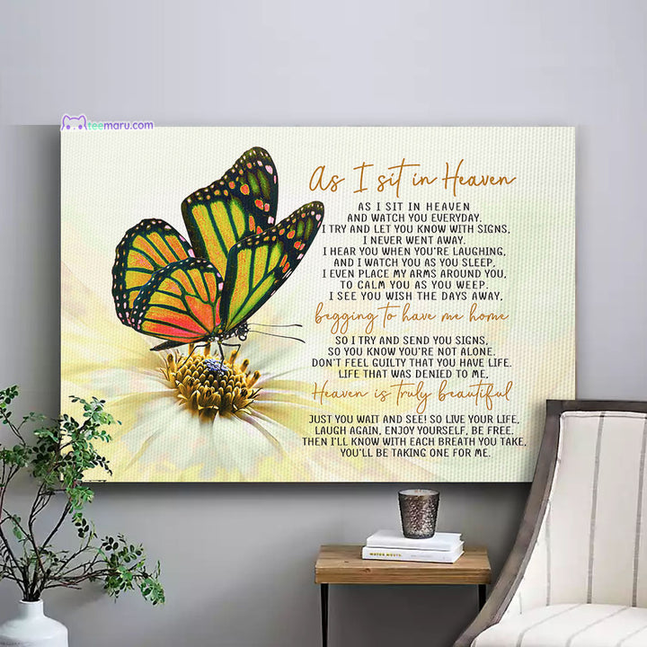 CAVA005 As I Sit In Heaven Yellow Butterfly Memorial Canvas