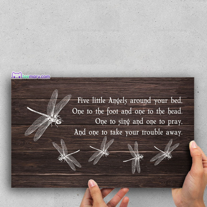 CAVA006 Five Little Angels Around Your Bed Dragonfly Memorial Canvas