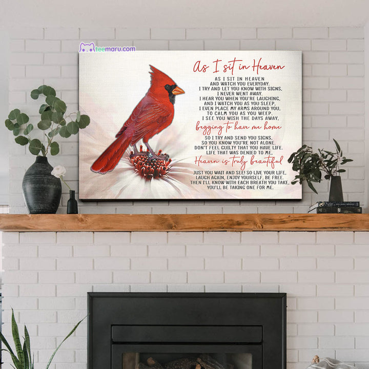 CAVA018 As I Sit In Heaven Cardinal Memorial Canvas