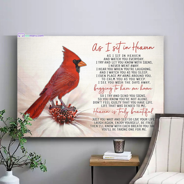 CAVA018 As I Sit In Heaven Cardinal Memorial Canvas