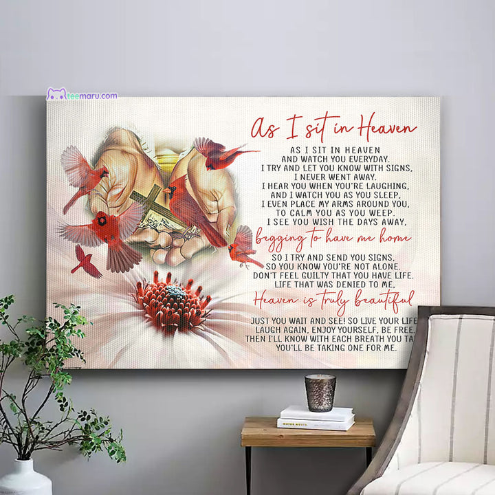 CAVA020 As I Sit In Heaven Jesus Faith Cardinal Memorial Canvas