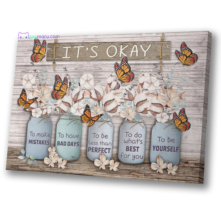 CAVA023 It s Okey To Make Mistake Orange Butterfly Memorial Canvas TeeMaru