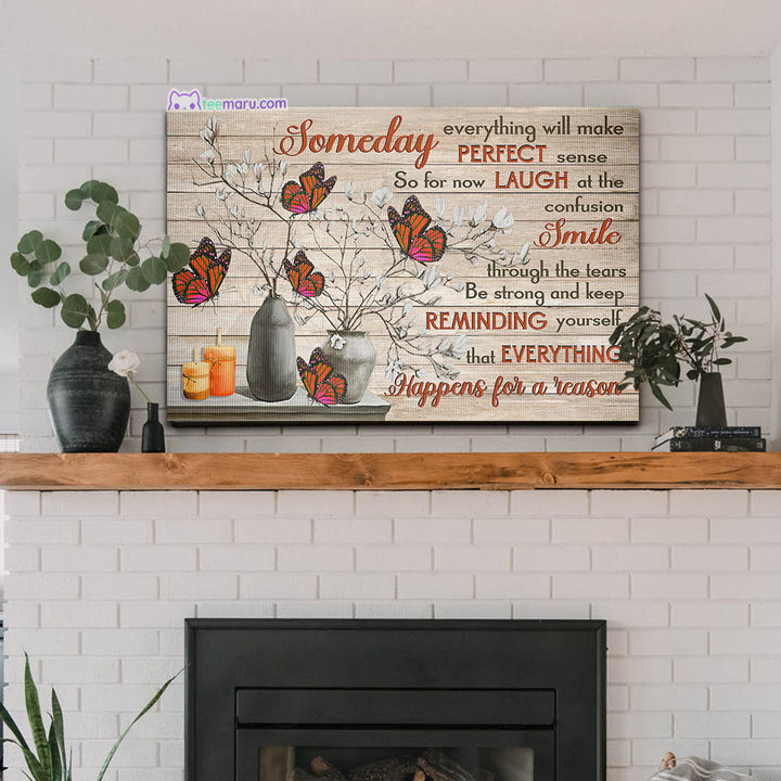 CAVA027 Someday Everything Will Make Perfect Sense Orange Butterfly Memorial Canvas TeeMaru