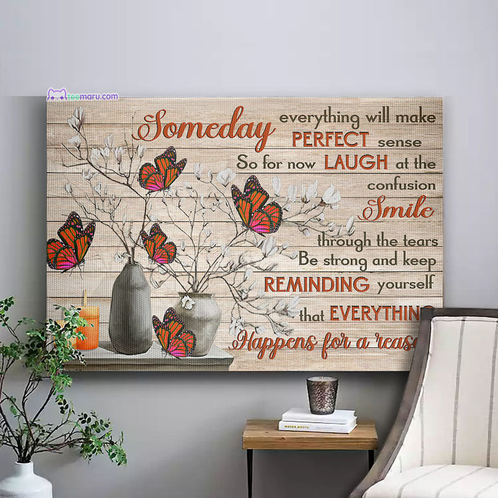 CAVA027 Someday Everything Will Make Perfect Sense Orange Butterfly Memorial Canvas TeeMaru