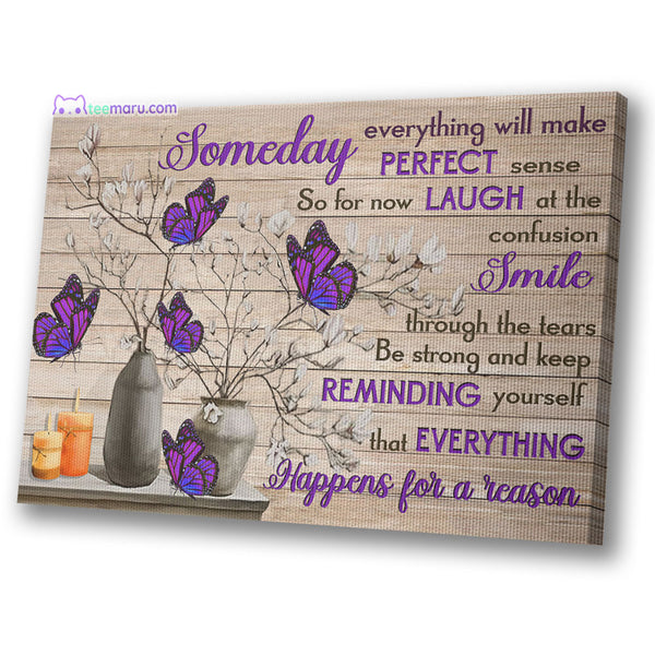 CAVA029 Someday Everything Will Make Perfect Sense Purple Butterfly Memorial Canvas TeeMaru