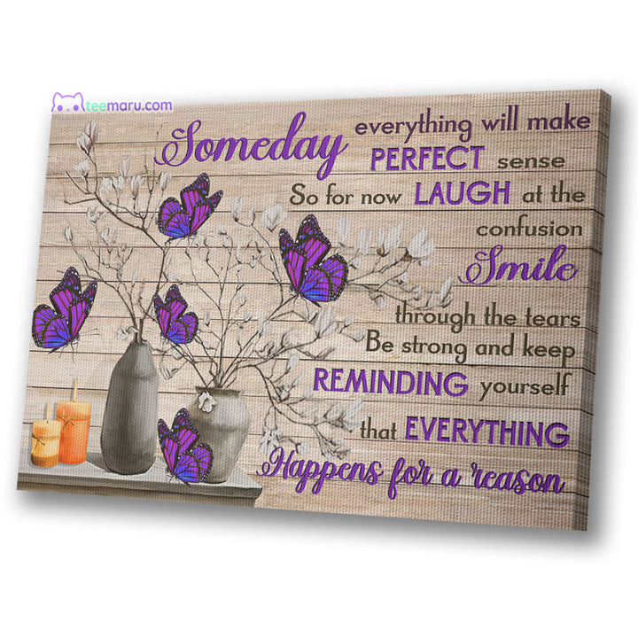 CAVA029 Someday Everything Will Make Perfect Sense Purple Butterfly Memorial Canvas TeeMaru