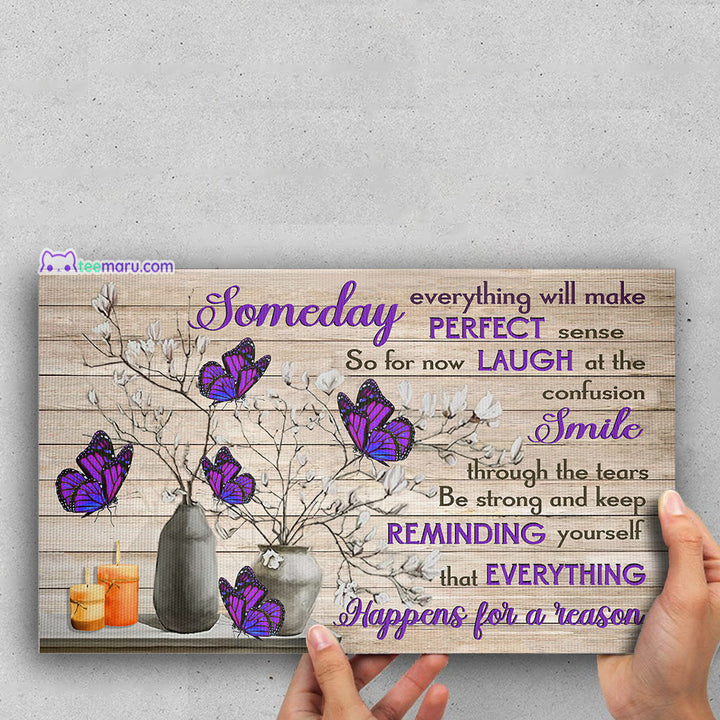 CAVA029 Someday Everything Will Make Perfect Sense Purple Butterfly Memorial Canvas TeeMaru