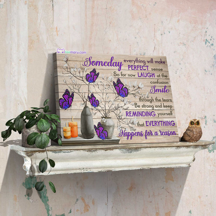 CAVA029 Someday Everything Will Make Perfect Sense Purple Butterfly Memorial Canvas TeeMaru