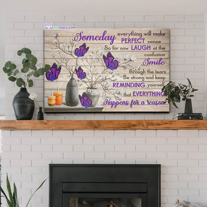 CAVA029 Someday Everything Will Make Perfect Sense Purple Butterfly Memorial Canvas TeeMaru