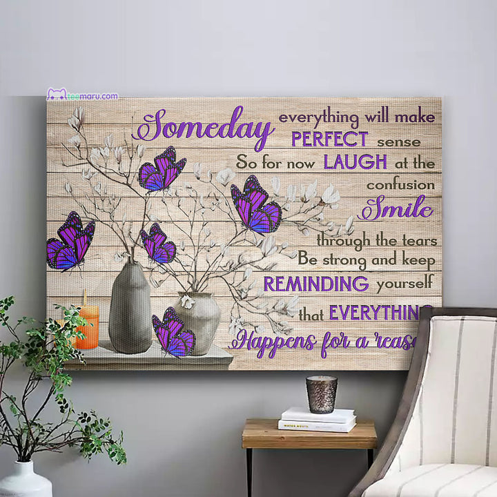 CAVA029 Someday Everything Will Make Perfect Sense Purple Butterfly Memorial Canvas TeeMaru