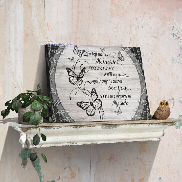 CAVA031 You Left Me Beautiful Memories Butterfly Memorial Canvas TeeMaru