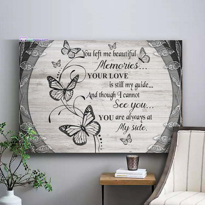 CAVA031 You Left Me Beautiful Memories Butterfly Memorial Canvas TeeMaru