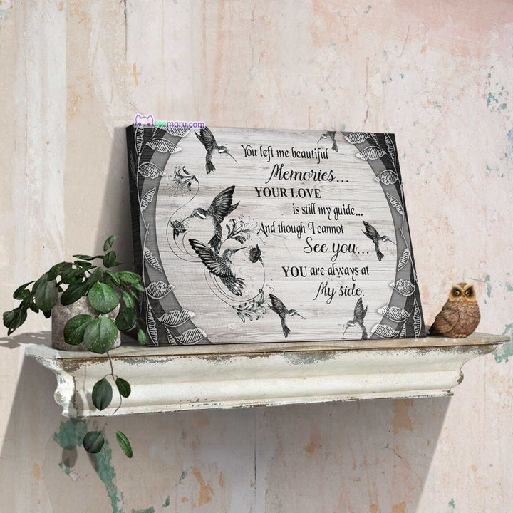 CAVA032 You Left Me Beautiful Memories Hummingbird Memorial Canvas TeeMaru