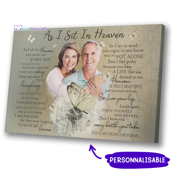 CAVA033 As I Sit In Heaven Butterfly Personalized Memorial Canvas