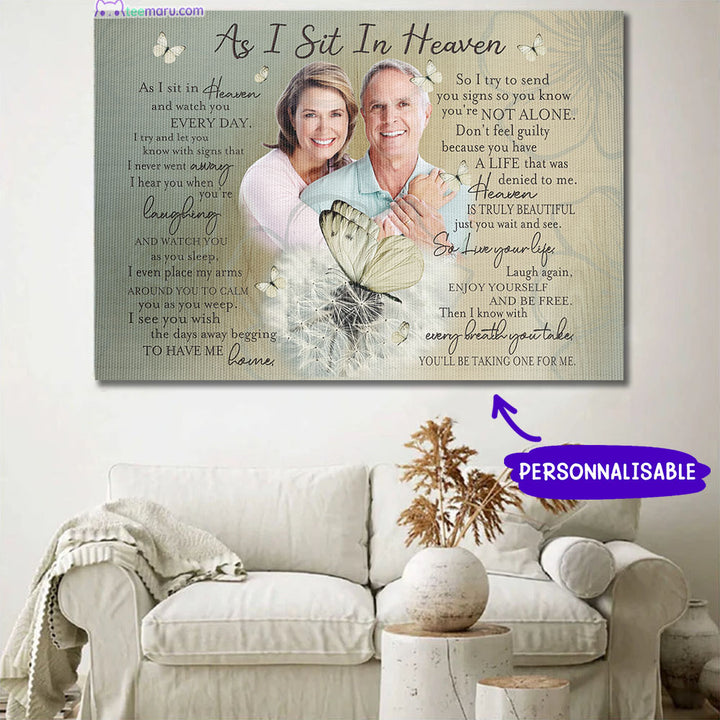 CAVA033 As I Sit In Heaven Butterfly Personalized Memorial Canvas