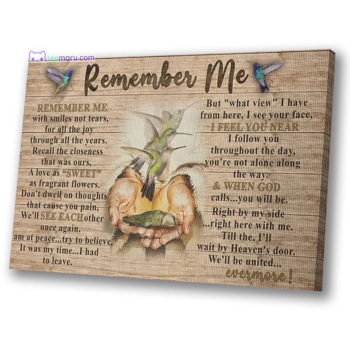 CAVA039 Remember Me Faith Hummingbird Memorial Canvas TeeMaru