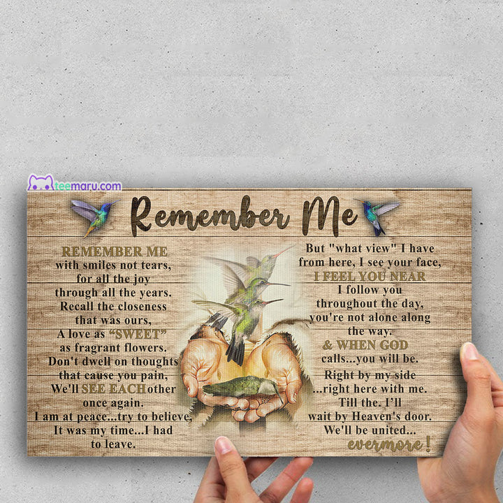 CAVA039 Remember Me Faith Hummingbird Memorial Canvas TeeMaru