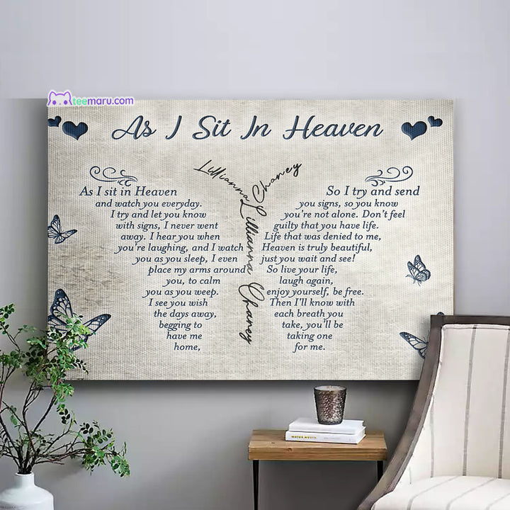 As I Sit In Heaven Butterfly Memorial Canvas CAVA045 TeeMaru