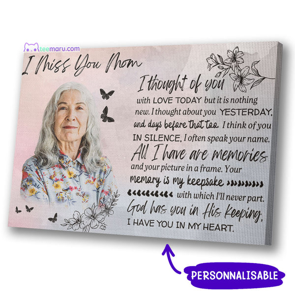 I Miss You Mom Butterfly Personalized Photo Memorial Canvas CAVA048 TeeMaru