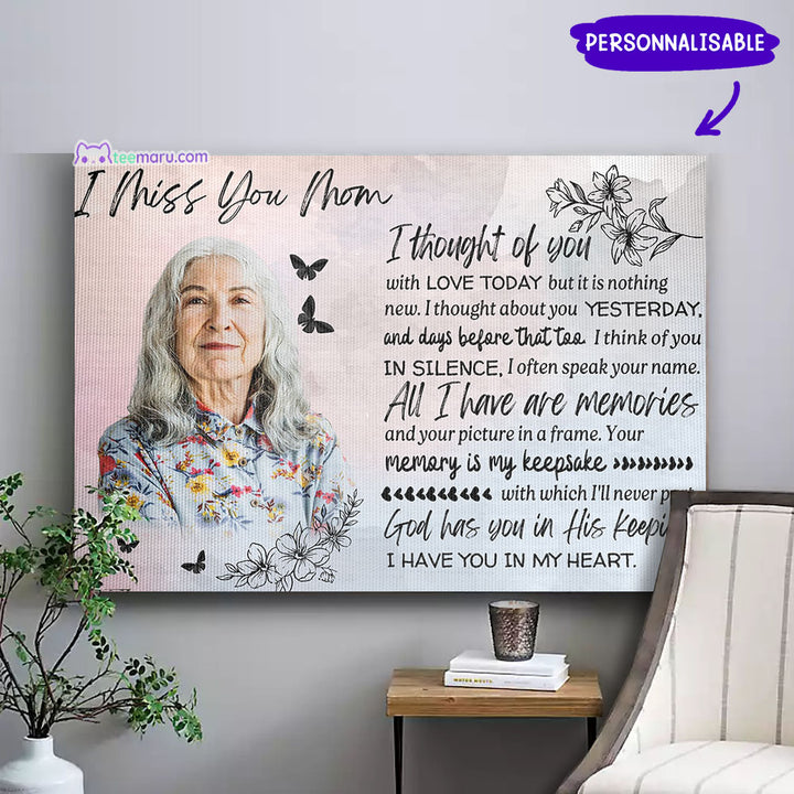 I Miss You Mom Butterfly Personalized Photo Memorial Canvas CAVA048 TeeMaru