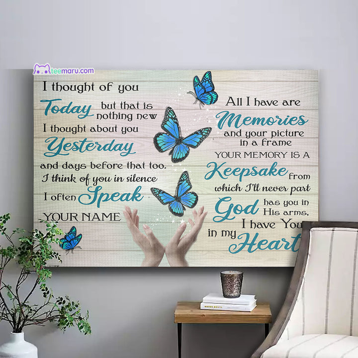 I Thought Of You Today Blue Butterfly Memorial Canvas CAVA051 TeeMaru