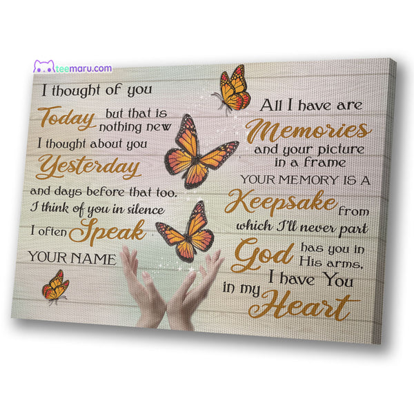 I Thought Of You Today Orange Butterfly Memorial Canvas CAVA055 TeeMaru