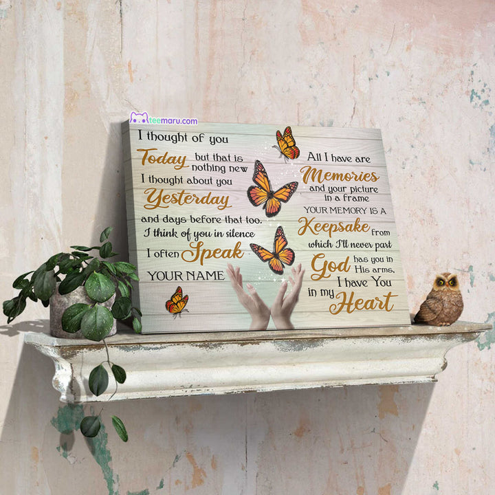 I Thought Of You Today Orange Butterfly Memorial Canvas CAVA055 TeeMaru