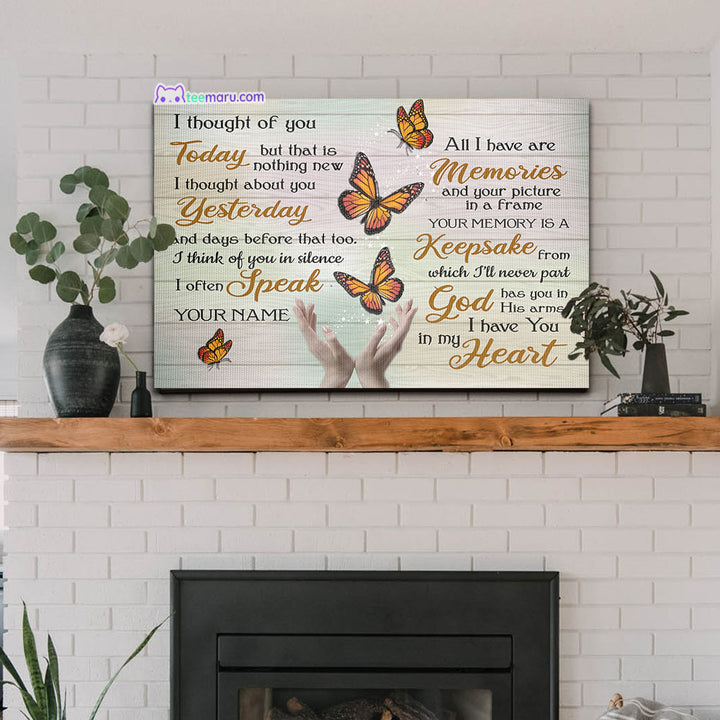 I Thought Of You Today Orange Butterfly Memorial Canvas CAVA055 TeeMaru