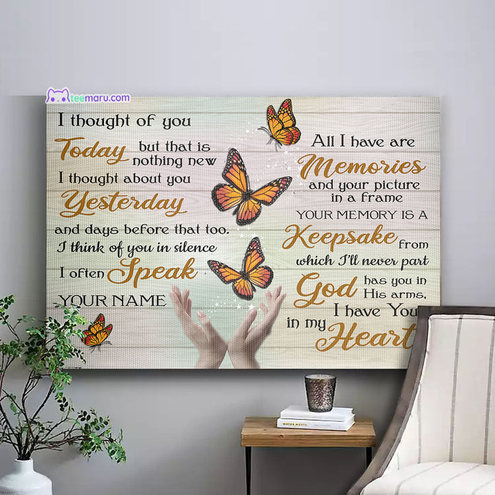 I Thought Of You Today Orange Butterfly Memorial Canvas CAVA055 TeeMaru