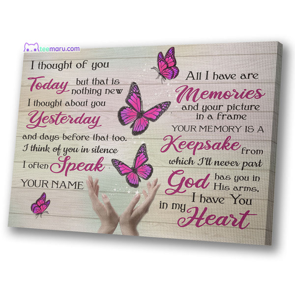 I Thought Of You Today Pink Butterfly Memorial Canvas CAVA056 TeeMaru