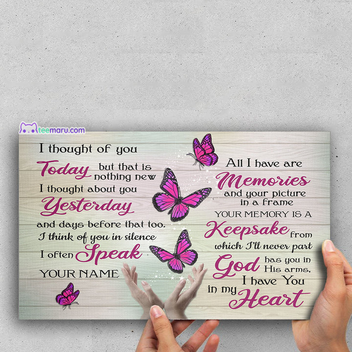 I Thought Of You Today Pink Butterfly Memorial Canvas CAVA056 TeeMaru