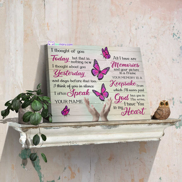 I Thought Of You Today Pink Butterfly Memorial Canvas CAVA056 TeeMaru