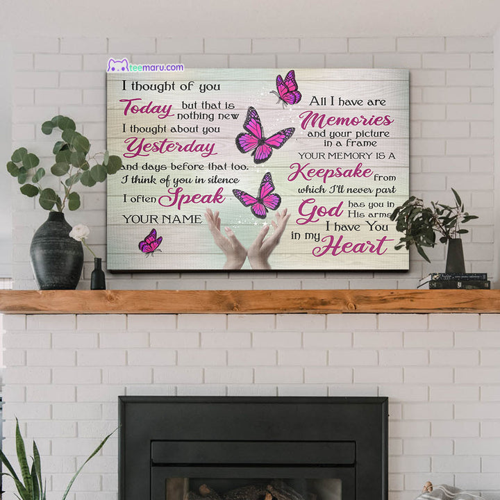 I Thought Of You Today Pink Butterfly Memorial Canvas CAVA056 TeeMaru