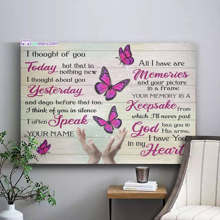 I Thought Of You Today Pink Butterfly Memorial Canvas CAVA056 TeeMaru