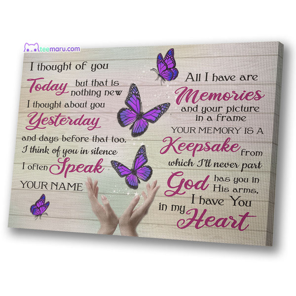 I Thought Of You Today Purple Butterfly Memorial Canvas CAVA057 TeeMaru