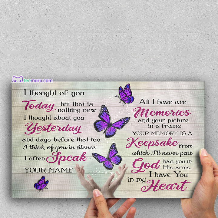 I Thought Of You Today Purple Butterfly Memorial Canvas CAVA057 TeeMaru