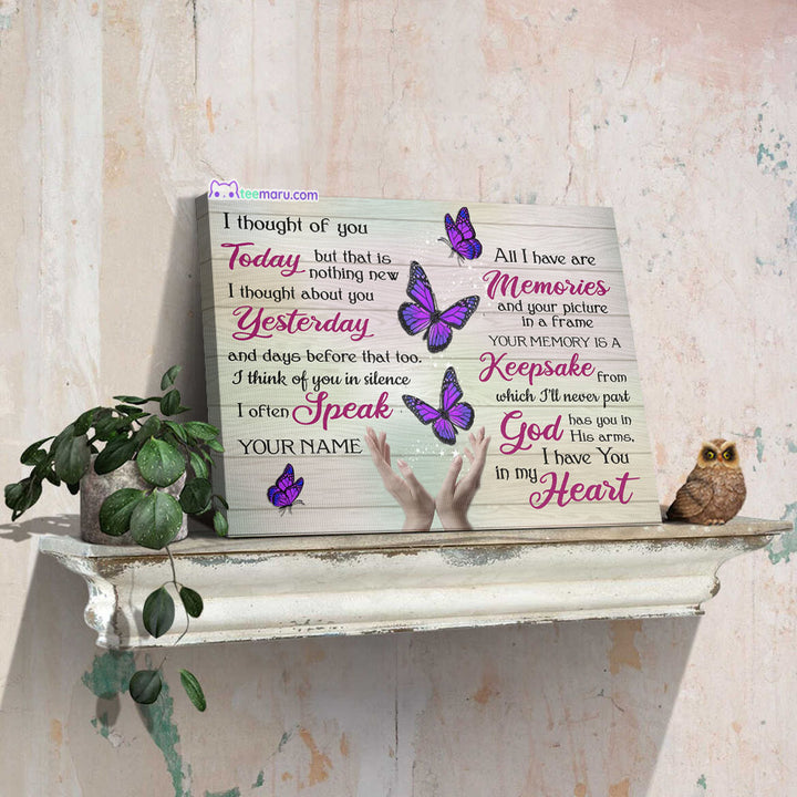 I Thought Of You Today Purple Butterfly Memorial Canvas CAVA057 TeeMaru