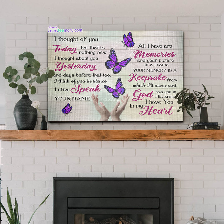 I Thought Of You Today Purple Butterfly Memorial Canvas CAVA057 TeeMaru