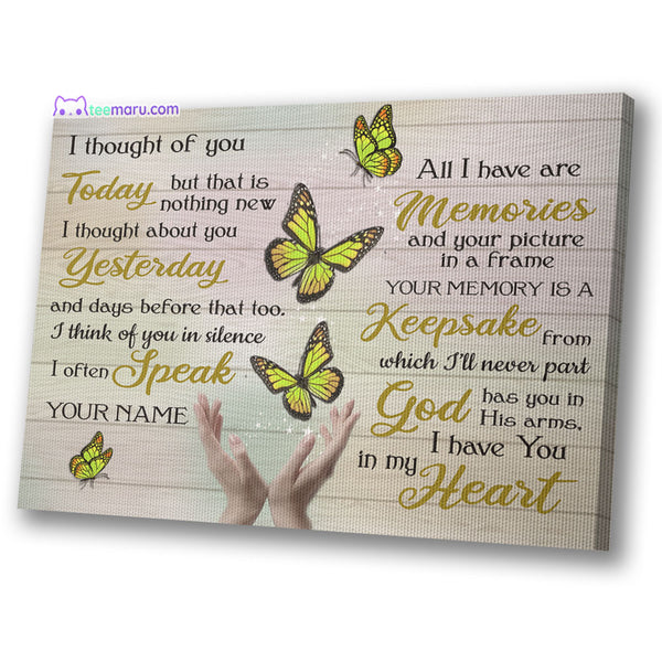 I Thought Of You Today Yellow Butterfly Memorial Canvas CAVA059 TeeMaru