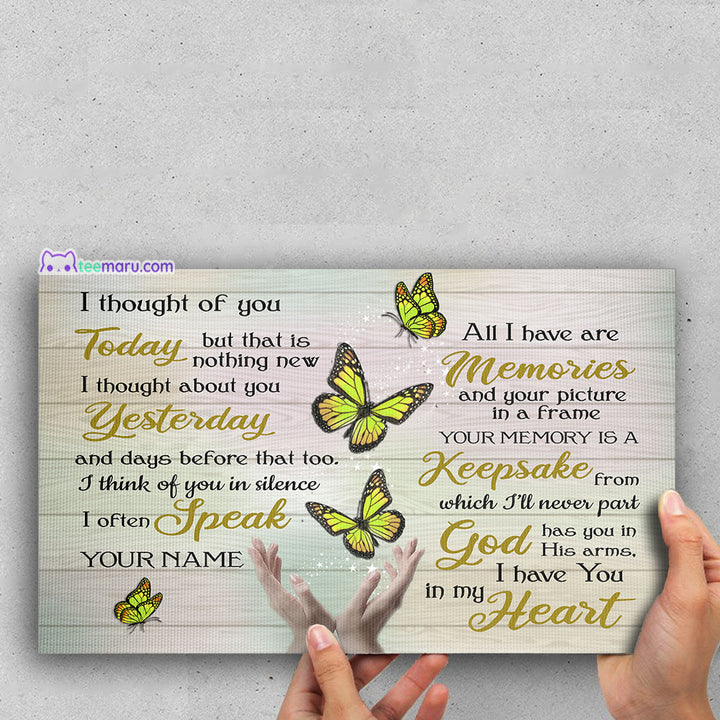 I Thought Of You Today Yellow Butterfly Memorial Canvas CAVA059 TeeMaru