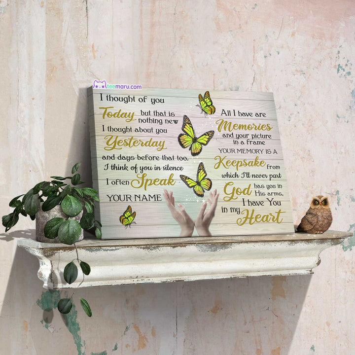 I Thought Of You Today Yellow Butterfly Memorial Canvas CAVA059 TeeMaru