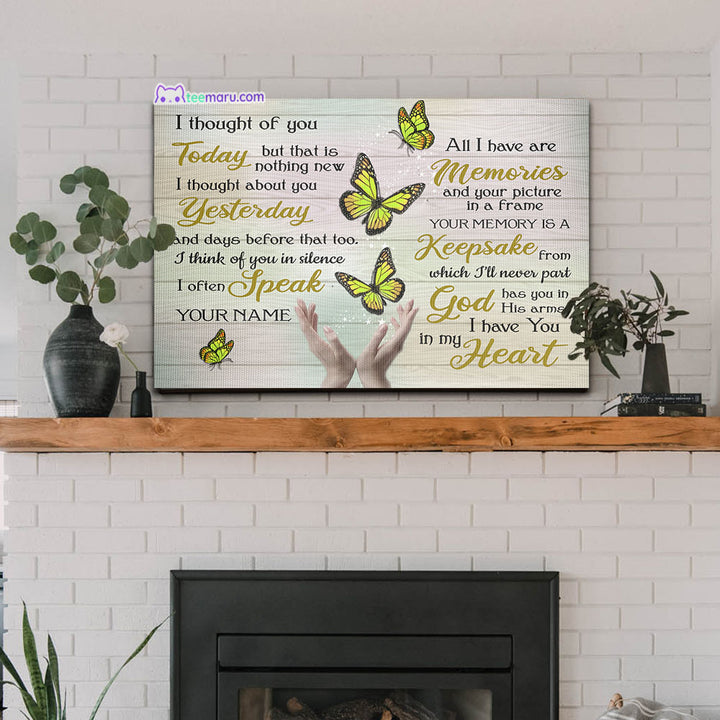 I Thought Of You Today Yellow Butterfly Memorial Canvas CAVA059 TeeMaru